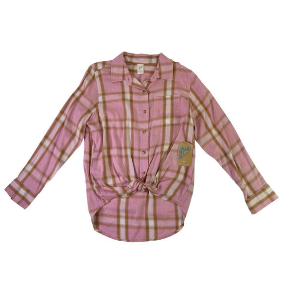 Thereabouts Little & Big Girls Long Sleeve Flannel Shirt Pink L 14.5-16.5P Plus - Picture 7 of 13